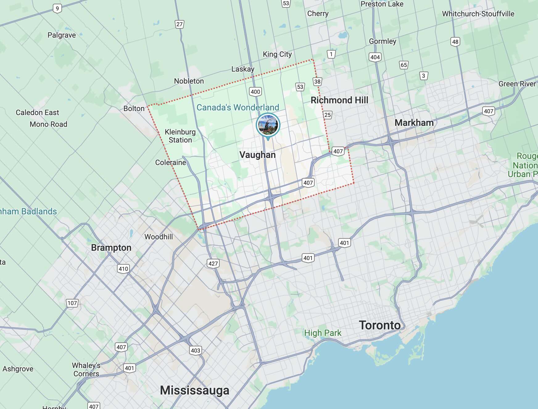 map of vaughan and GTA